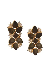 Brown Gold Stone Pearl Earrings image 2