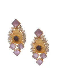 Brown Gold Stone Pearl Earrings image 5