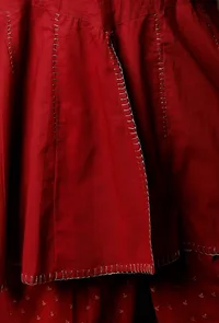 Maroon Cotton Top with Zari Details image 5