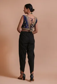 Navy Blue Color Raw Silk Embroidered Blouse image 5