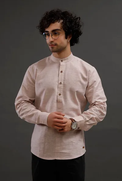 Pastel Pink Cotton Slim Fit Shirt