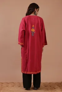 Cardinal Woolen Ari Embroidered Phiran- Free Size image 4