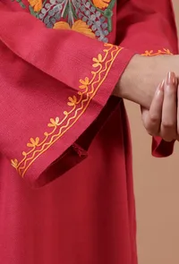 Cardinal Woolen Ari Embroidered Phiran- Free Size image 6