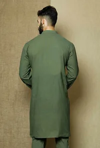 Moss Green Cotton Cambric Kurta image 4