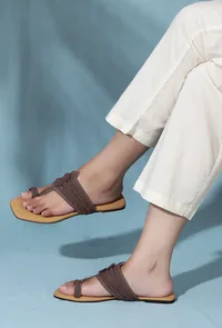 Brown Cruelty free Leather inspired Kolhapuri image 1