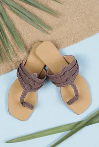 Brown Cruelty free Leather inspired Kolhapuri image 2