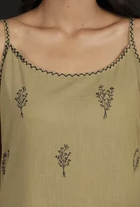 Set of 2: Okra Beige Handblock Slip and Pallazo image 5