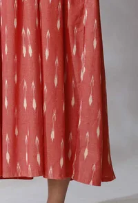 Orange Ikkat Gathered Slip Dress image 6