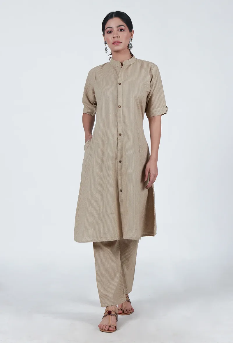 Beige Cotton Kurta