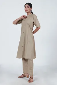 Beige Cotton Kurta image 3
