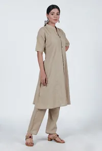 Beige Cotton Kurta image 4