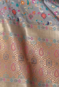 Grey Color Semi Silk Dupatta With Zari Weaving image 5