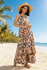 Beige Kalamkari Cotton Angrakha Kurta image 1