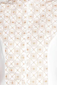 White Kurta With Mustard Kantha Embroidery image 4