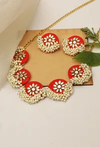 Handcrafted Fabric Flower Shaped Necklace image 1