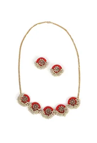 Handcrafted Fabric Flower Shaped Necklace image 2