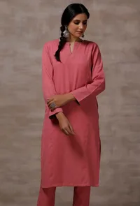 Pink Cashmilon Straight Phiran Kurta image 1