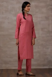 Pink Cashmilon Straight Phiran Kurta image 2
