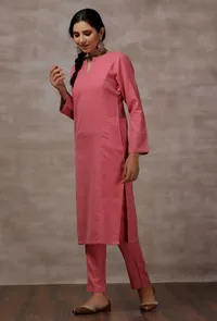Pink Cashmilon Straight Phiran Kurta image 3