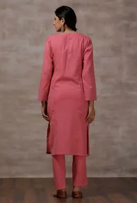 Pink Cashmilon Straight Phiran Kurta image 4