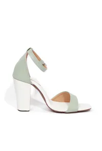 Mint Green Block Color Strap Cushion Padded Heels image 3