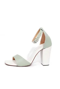 Mint Green Block Color Strap Cushion Padded Heels image 4