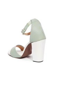 Mint Green Block Color Strap Cushion Padded Heels image 6