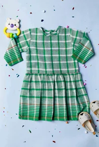 Green Gamcha Frock image 1