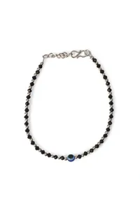 Pair of Nazariya Evil Eye Anklets with Black and Silver Beads image 2