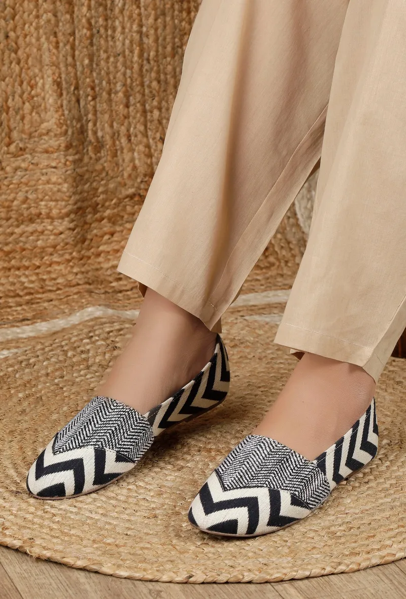 Black and Blue Zig Zag Pure Hemp Loafers