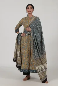 Ajrakh Printed Brown Cotton Dupatta image 4