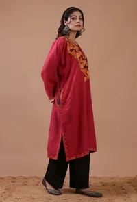 Cardinal Woolen Ari Embroidered Phiran- Free Size image 3