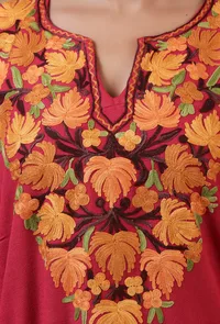 Cardinal Woolen Ari Embroidered Phiran- Free Size image 5