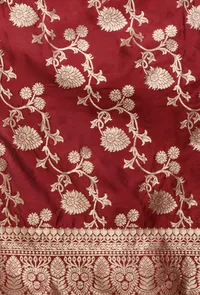 Maroon Color Semi Silk Dupatta With Zari Weaving image 5