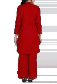 Red Kullu Patti Pure Wool Kurta image 4