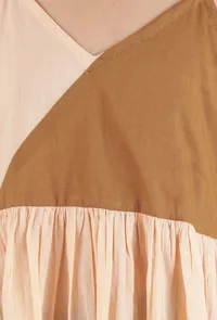 Peach & Dark Brown Mulmul Dress image 5