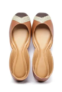 Coffee Brown Embroidered Cruelty-Free Leather Juttis image 1