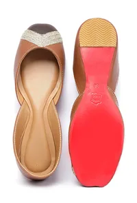 Coffee Brown Embroidered Cruelty-Free Leather Juttis image 2