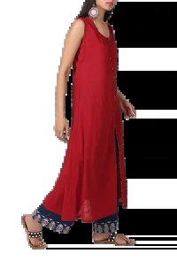 Bright Red Cotton Slub Cape With Tie-up Detailing image 3