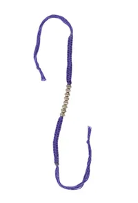 Set Of 2: Inika Purple Thread & Antique Plated Brass Beaded Anklets image 3