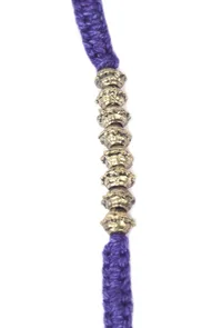 Set Of 2: Inika Purple Thread & Antique Plated Brass Beaded Anklets image 4