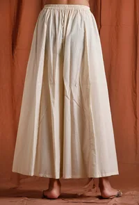 Off White Golden Cotton Palazzo image 2