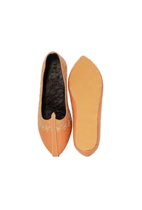 Orange Zari Aari Embroidered Juttis image 3
