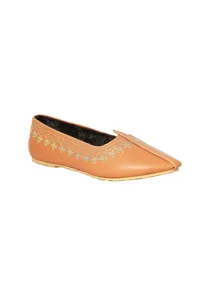 Orange Zari Aari Embroidered Juttis image 4