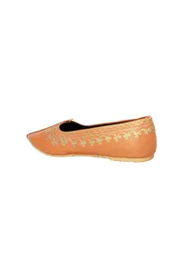Orange Zari Aari Embroidered Juttis image 5