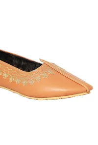 Orange Zari Aari Embroidered Juttis image 6