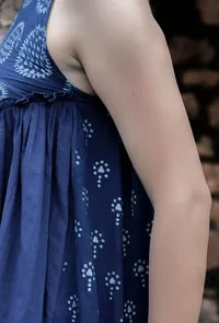 Set Of 2:Vrinda Indigo Tier Short Kurti & Sharara Pants image 6