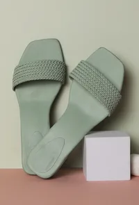 Teal Mint Cruelty Free Leather Heels image 2