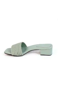 Teal Mint Cruelty Free Leather Heels image 5