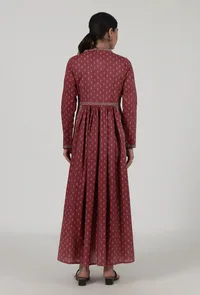 Ajrakh Print Red Cotton Dress image 4